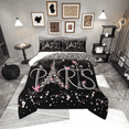 thumbnail image 2 of Erosebridal Eiffel Tower Paris Print Comforter Sets Full Size, Pink Butterfly Flower Comforters & Duvets, Super Cozy Bedding Full Comforter Set, Black Bedroom Decorative, 3-Piece, 2 of 8