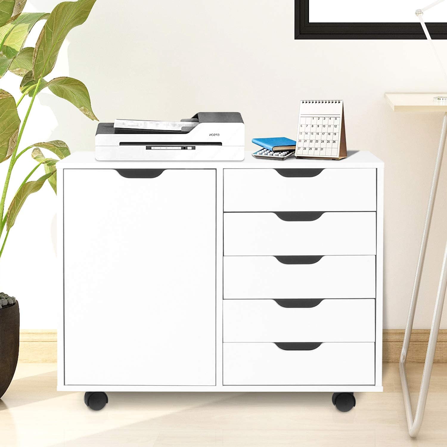 2 Drawer File with Shelves, Lateral File and Wheels