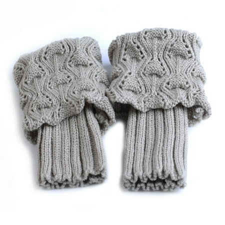 

NUZYZ Winter Women Cuffed Crochet Boot Cuffs Socks Knit Toppers Elastic Leg Warmers