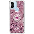 thumbnail image 2 of Glitter Clear Sparkly Bling Case for Xiaomi Redmi A1, Rugged Shockproof Flowing Liquid Floating Cover for Women with Ring Holder Phone Case for Xiaomi Redmi A1  Rose Gold, 2 of 7
