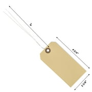 100 Manila Tags #5 with Wire - 4 3/4 x 2 3/8 - Blank Paper Labels with String Metal Wire Attached