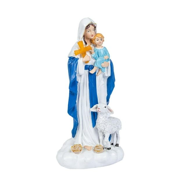 Wweixi Figurine de la Mère Dieu Statue de Table Extérieure Religieuse Saint Jardin Marie