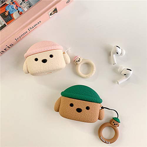 BONTOUJOUR Case Compatible with AirPods 1/2, Super Cute Creative Pet Hat Teddy Dog Case, Puppy Style Soft Silicone Earphone Protection Skin for