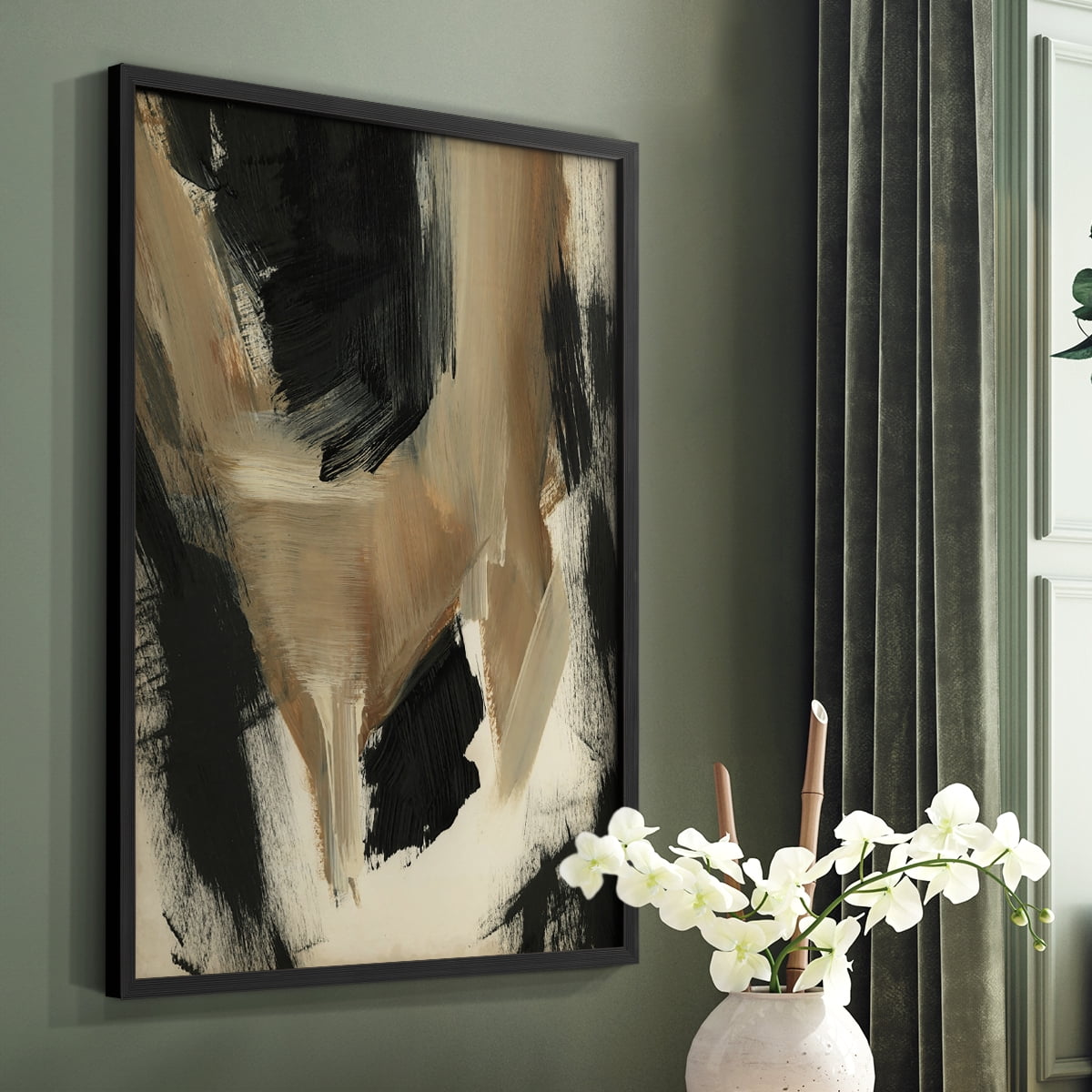 Baked Paintstrokes II Framed Print in Black Solid Wood Framed Print No Nail Hanging