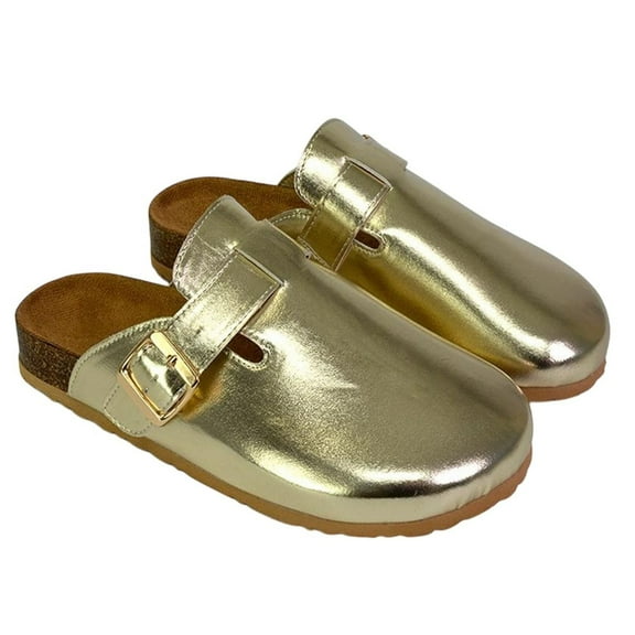 XY London Womens Lucy Metallic Cork Slip-on Mules