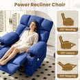 thumbnail image 3 of JMYMRY Soft Fabric Massage Heating Swivel Recliner Chair with USB Port, 4 Storage Pockets & 2 Cup Holders for Living Room,DarkBlue, 3 of 10