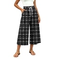 thumbnail image 6 of Noric Women's Cotton Summer Floral Print Wide Leg Capri Pants Loose Fit Casual Drawstring Waist with Pockets Flowy Beach Vacation Trousers, 6 of 7