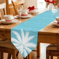 thumbnail image 2 of Tropical Plants Table Runner Linen Burlap Table Runner 72 Inches Long Summer Coastal Palm Tree Leaves Vintage Blue Dresser Scarves for Kitchen Island Coffee Dining Room Party Holiday Decor 13"x72", 2 of 8