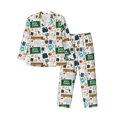 thumbnail image 1 of Fotbe Back To School A Pijama de Hombre con Estampado de Manga Larga, Conjunto de 2 Piezas, Ropa de Dormir Suave y Cómoda con Bolsillos-Small, 1 of 7