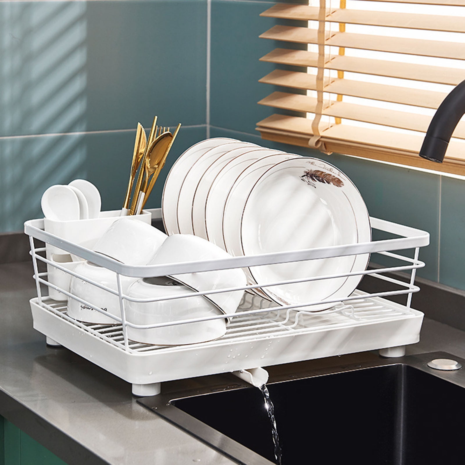 TOOLF Dish Drying Rack, Stainless Steel Dish Rack, Expandable(14.5