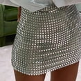 thumbnail image 2 of XIAONU Women's Rhinestone-Embellished Mini Skirt High-Waist Sparkly Skirt Glamorous Party Night Wear, 2 of 5