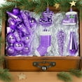 thumbnail image 4 of HUISZJ 21Pcs Christmas Ball Ornaments, Shatterproof Christmas Tree Ball Set Sock Pattern, Xmas Tree Hanging Plastic Baublesfor Party Home Decor (Purple), 4 of 8