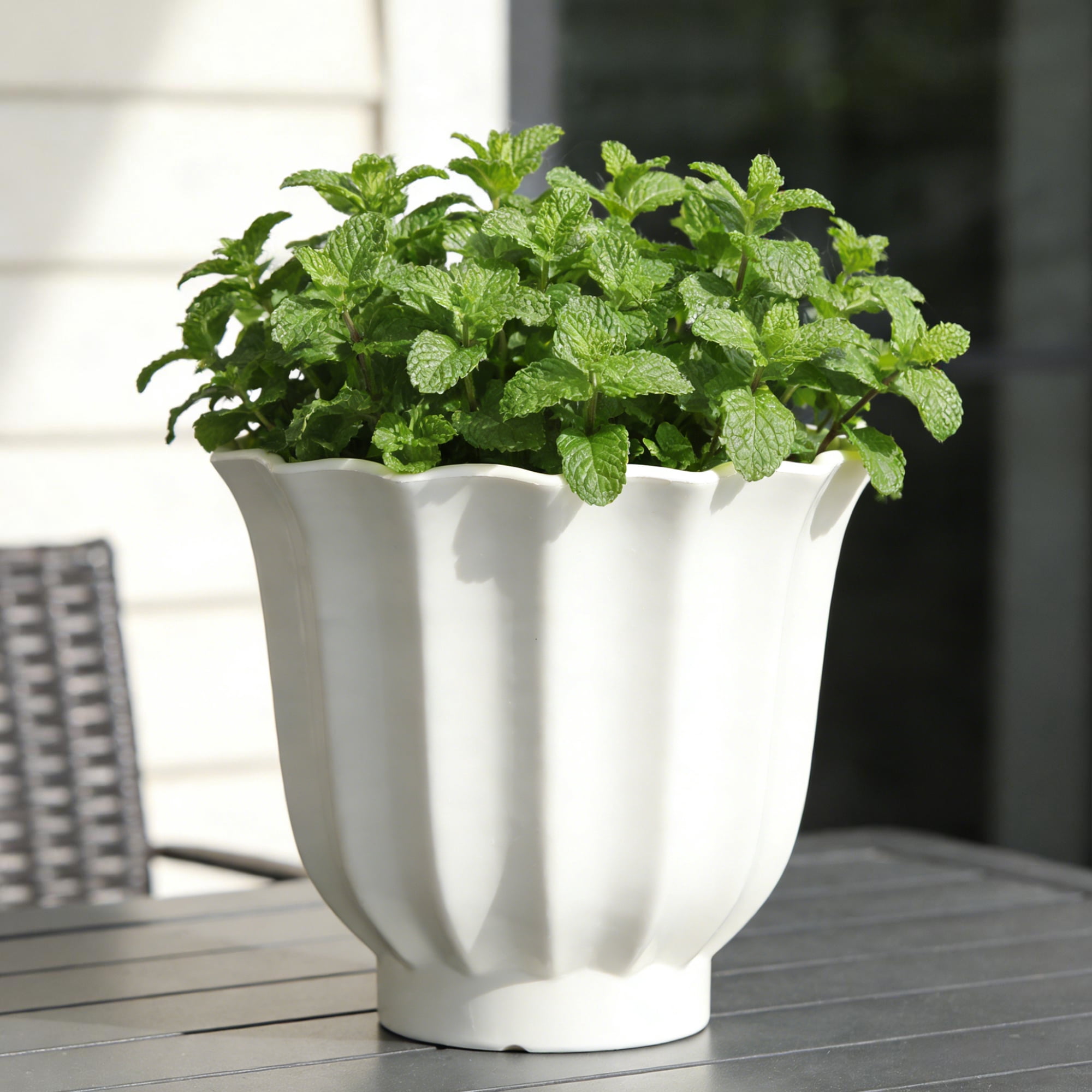 Mainstays Lillian 8" x 8" x 7" Round Vanilla Dream 100% Recycled Resin Planter