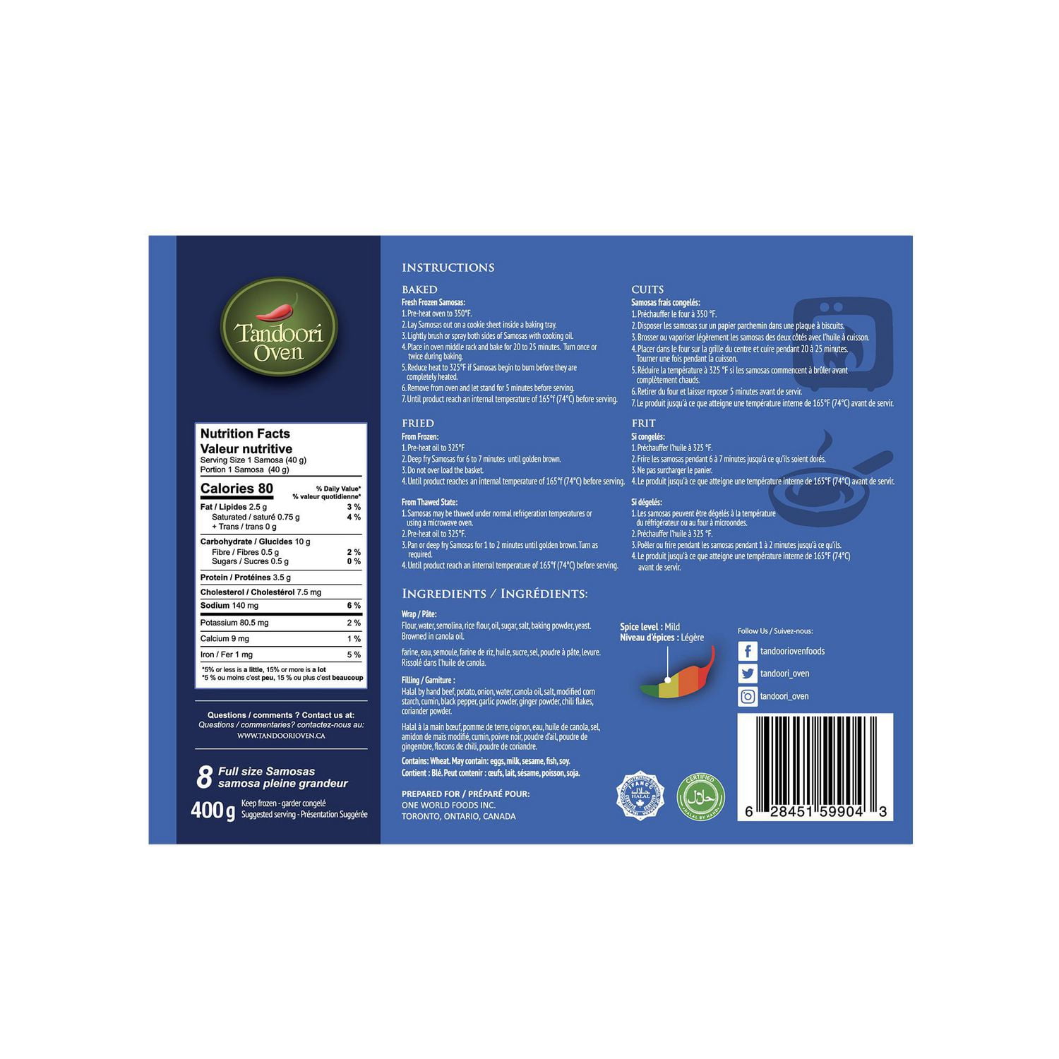 Tandoori Oven Large Halal by Hand Beef Samosas