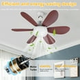 thumbnail image 5 of CARRFA 20.5" Ceiling Fans with Lights and Remote Control, Modern Ceiling Fan Light with 6 Square Reversible Blades, 3 Colors Dimmable+Ring Lights, for Kitchen Bedroom Dining Room, Brown, 5 of 10