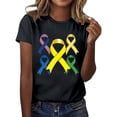 thumbnail image 1 of UANWENN T-Shirts Décontractés pour Femmes avec Imprimé Ruban de Sensibilisation au Cancer, Manches Courtes, Col Rond, Style de Base pour le Quotidien, Chandails Athlétiques, Paquet Femmes, T-Shirts pour Femmes, Hauts de Couleur Unie pour Femmes, Court, 1 of 5