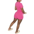 thumbnail image 2 of VISgogo Conjunto de 2 piezas para mujer, camiseta de manga corta con cuello redondo de color sólido, pantalones cortos de cintura elástica a juego VISgogo moda, 2 of 6