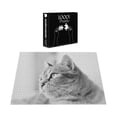 thumbnail image 3 of Ambesonne Cat Jigsaw Puzzle Durable Cardboard, Black and White Effect Kitten, 1000 pcs, Pale Grey, 3 of 5