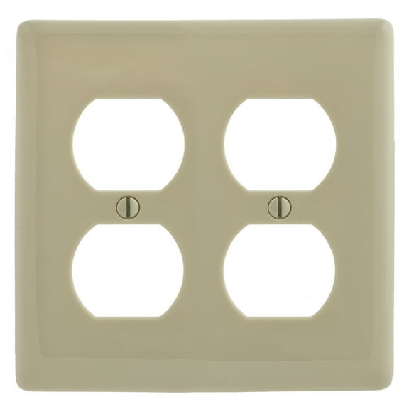 Hubbell NP82I Ivory Two Gang Duplex Receptacle Wall Plate
