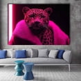 thumbnail image 2 of Mudket Framed Pink Neon Leopard Canvas Wall Art, Pink Leopard Print Wall Decor, Modern Animal Wall Art Ready to Hang for Bedroom - 12"L x 8"W, 2 of 10