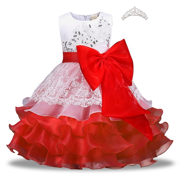 Vestido de flores de lentejuelas para niñas Princesa elegante Vestido de fiesta con lazo para niños Vestido de boda Ropa de niños para niñas Fiesta de cumpleaños Prom7-8T (Etiqueta 140) Gao Jinjia LED