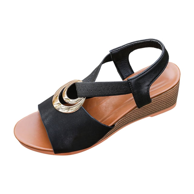 DAFEI Platform Wedge Sandals Lightweight Summer Strap Casual Vacation Sandals Increase Height Retro Resort Shoes