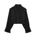 thumbnail image 2 of Homenesgenics Winter Jackets for Women Plus Size under $10.00 Fashion Women's Casual Long Sleeve Turndown Collar Belt Coat Jacket Black S, 2 of 9