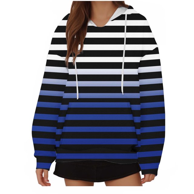 ameIAEA Womens Long Sleeve Hooded Sweatshirts Color Block Drawstring Fall Pullover Tops with Pockets