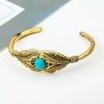 thumbnail image 3 of EOEMY Turquoise Gemstone 925 Silver Open Cuff Bangle Bracelet Handmade Women Jewelry-Gold, 3 of 5