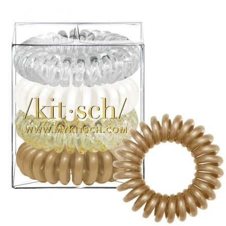 Kitsch Spiral Hair Ties, Coiled Hair Ties, 4 Ct, Gold
