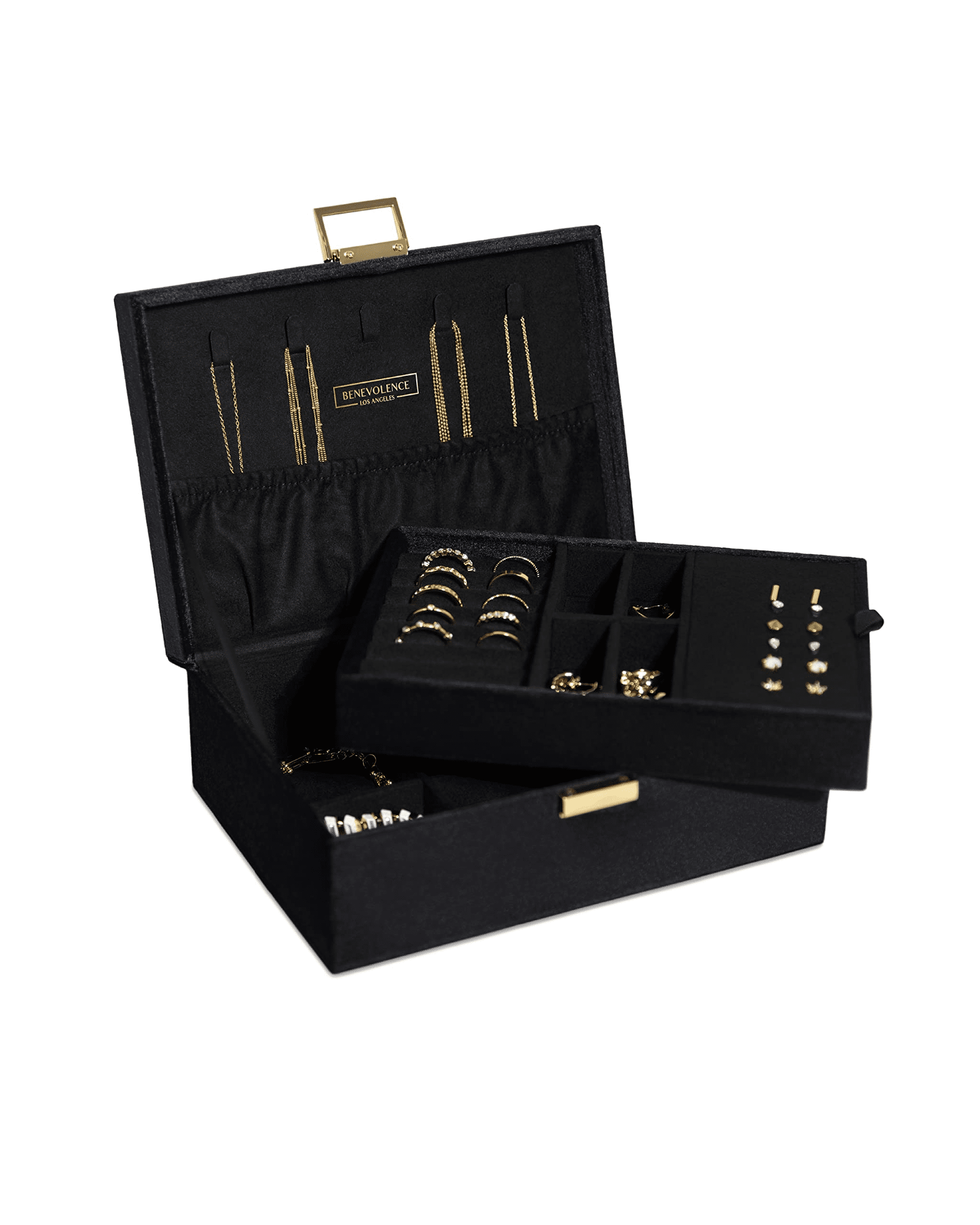 Benevolence LA Large Lock Jewelry Box Organizer Ebony