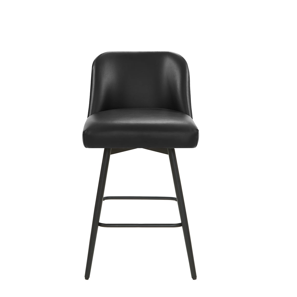 L'AGRATY Modern Bar Stools Set of 4, 26" High-Back Counter Stools, Faux Leather Upholstery, for Kitchen Island, Home Bar, Black