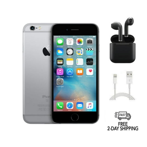 Pre-Owned Apple iPhone 6s (Fully Unlocked) 128GB Space Gray (A1633) Bundle with Wireless Earbuds