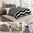thumbnail image 6 of Twin Quilt Set 68''x86'', Black Moire Ombre Lightweight Summer Bedspread Coverlet Set with 2 Pillow Shams, Water Ripple Stripe Farmhouse Breathable All Season Quilt Bedding for Dorm/Bedroom, 6 of 9