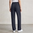thumbnail image 6 of Straight Leg Sweatpants for Women, Elastic Waist Solid Casual Pants with Drawstring and Side Pockets, Active & Casual Wear | VerBelle,Navy L, 6 of 9