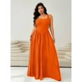 thumbnail image 3 of Orange Plus Size Sleeveless Square Neck A-Line Maxi Dress For Women Summer Flowy Long Dress, 3 of 7