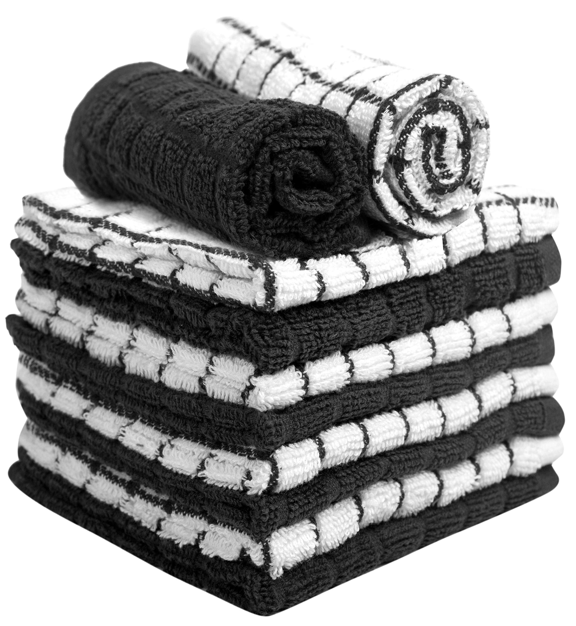 Dish Cloths 8 Pack 12x12 Inch 100% Cotton Kitchen Towels 405 GSM Soft Highly Absorbent Durable Cleaning Towels for Kitchen Aqua