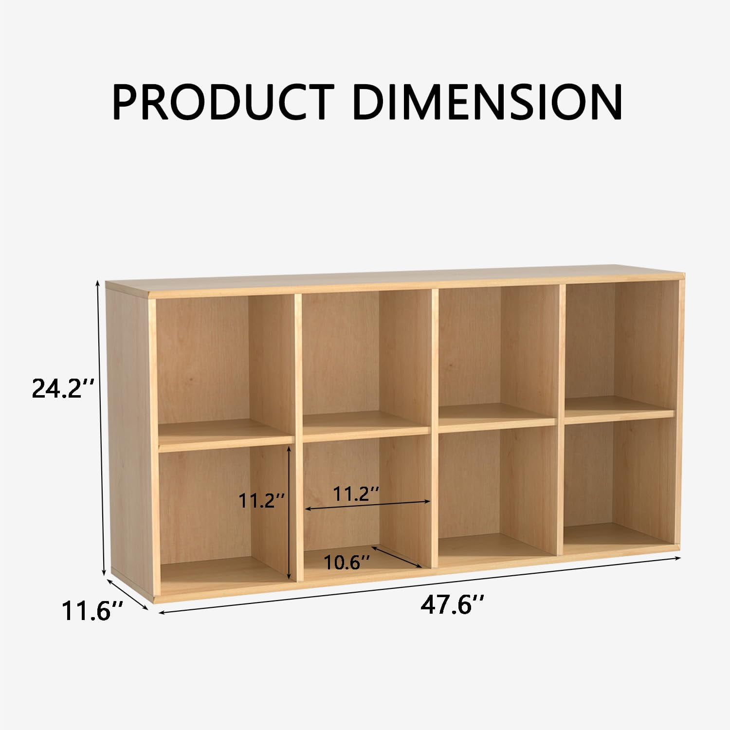 NEWADARA Wooden 8 Cube Storage Organizer with Closed Back Panel,Cube Shelf Cubby Storage Organizer with Compartments for Living,Bookshelf for Adult