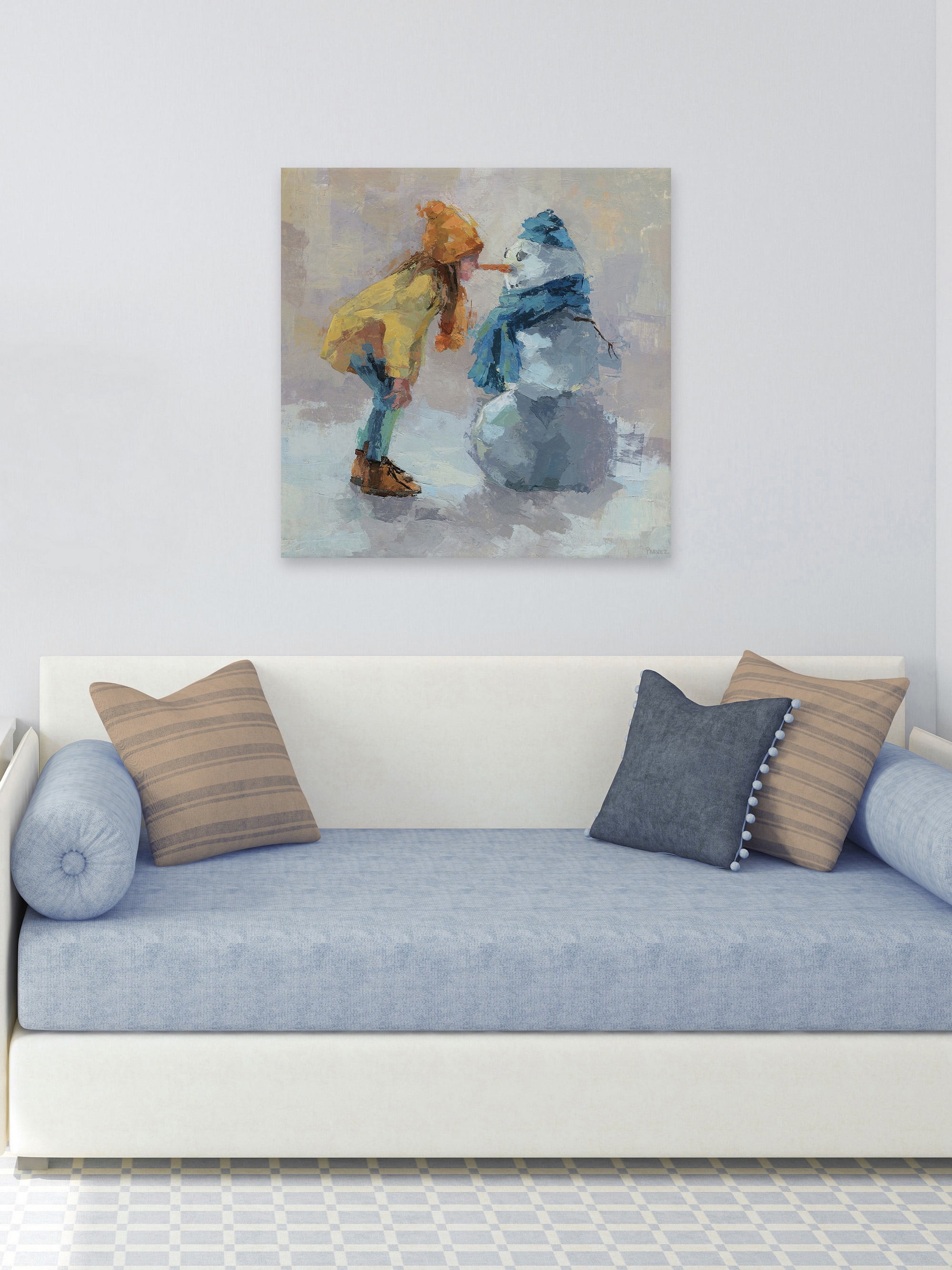 Parvez Taj Snowman Love Canvas Wall Art