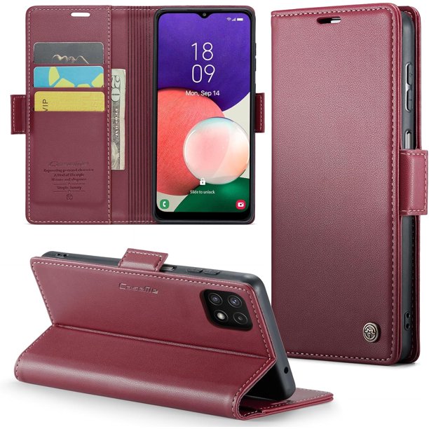Funda tipo cartera para Samsung Galaxy A22 5G con tarjetero, función atril, cierre magnético, protección antigolpes de piel sintética, con tapa tipo cartera para Samsung A22 5G