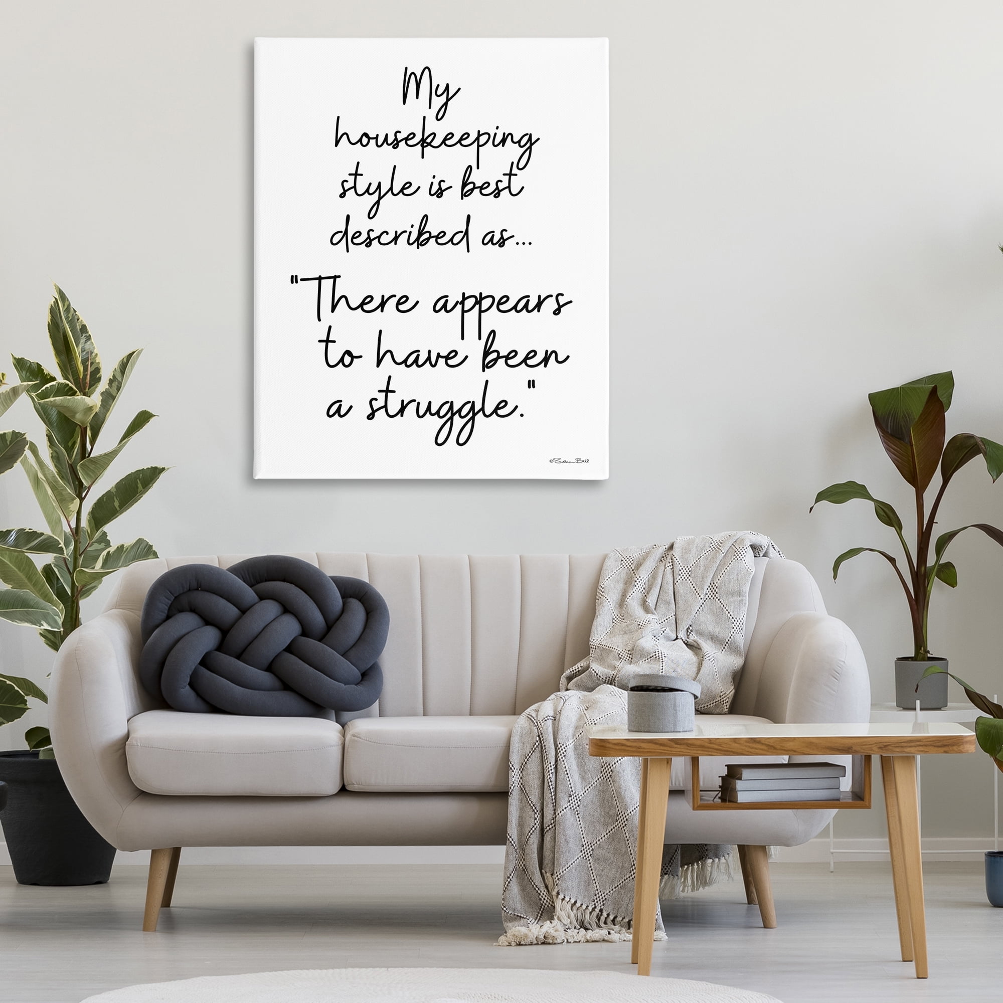 Stupell Industries Funny Housekeeping Struggle Novelty Painting Gallery Wrapped Canvas Art Print Wall Art, 36 x 48