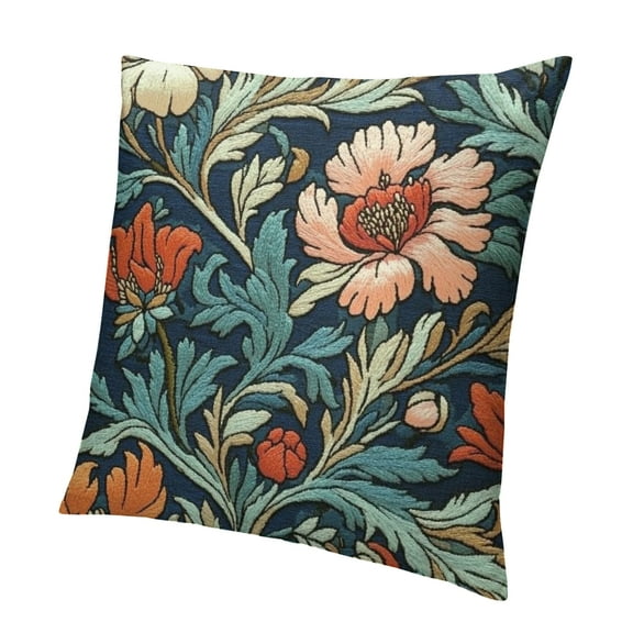 Autua Floral Throw Pillow Soft Cushion Cover 'William Morris Damask Style Flowers I Flowers' Classic & Traditional Pattern Decorative Square Accent Pillow Case 12x12in