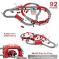 thumbnail image 5 of Toys Train Set for Kids, HDJ 92PCS Race Track Set for Boys Christmas Train Birthday Gift , Fire Truck Toy with Cars, Copter(Red), 5 of 9