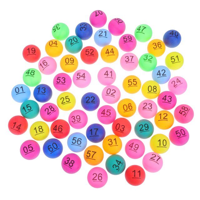 Ballsraffle Numbered Bingo Pong Balls Number Party Table Colored