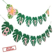 Party Nice Hawaiian Tropical Luau Palm Leaf Decorations Multi-color Party Banner, 6.9" x 1.3"