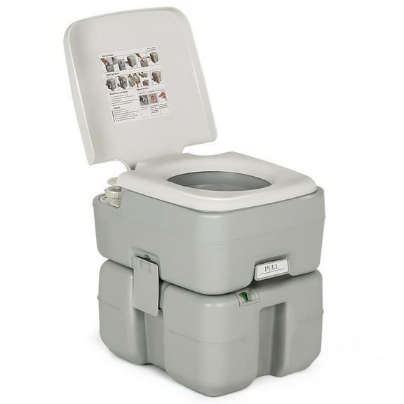 Gymax 5.3 Gallon Portable Travel Toilet Outdoor Camping Toilet w/ Piston Pump Flush