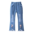 thumbnail image 5 of Gubotare Jeans for Girls High Waist Kids Girls Fashion Ripped Flared Denim Pants Zip Clouse Casual Hem Bell-Bottoms Jeans 5T 6T (Beige,5-6 Years), 5 of 5