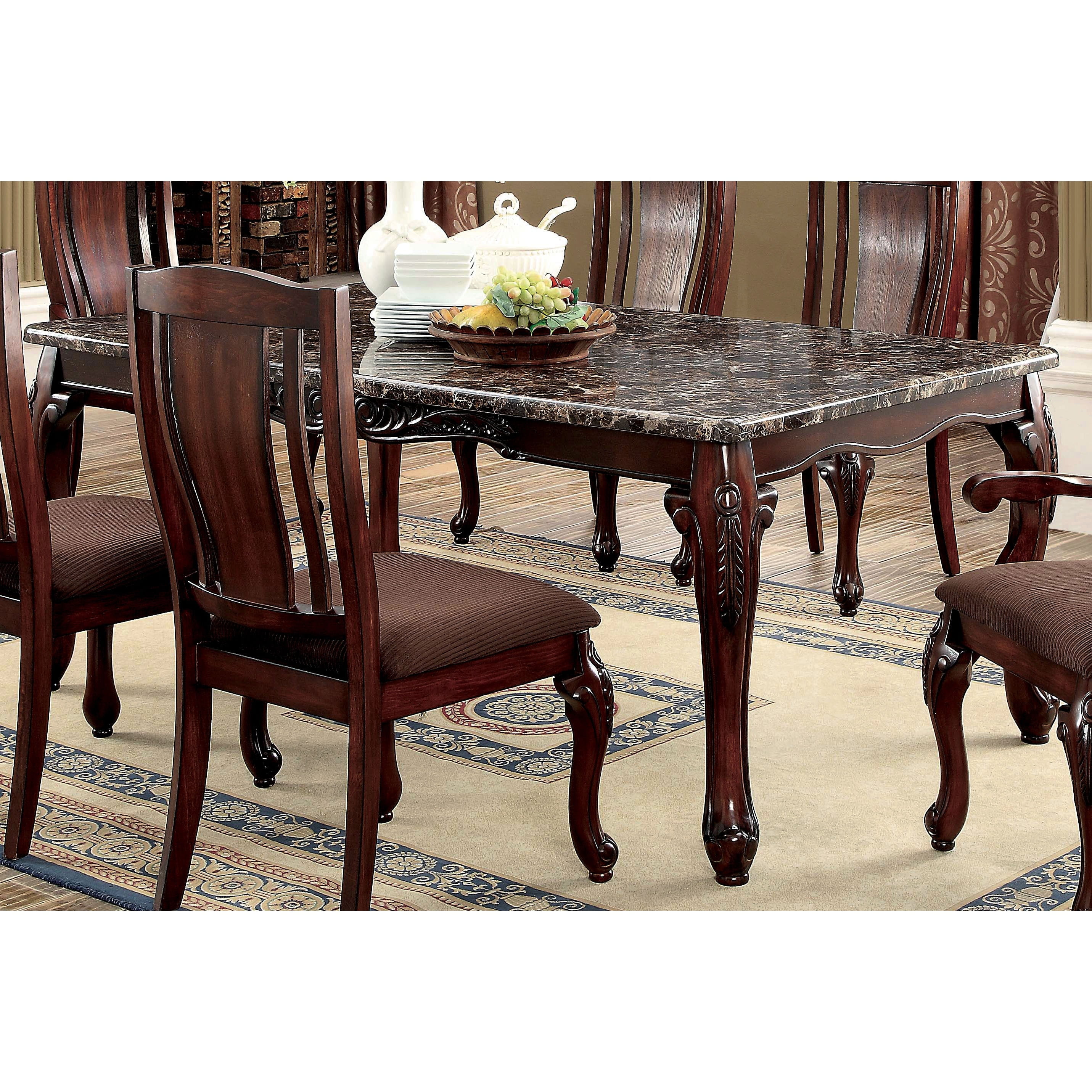 BANNER 7 piece Traditional Cherry Brown Dining Room Set Rectangular Table Chairs