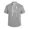thumbnail image 4 of FYDUU Boys Pirate Shirt Kids Lace Up Halloween Holiday Party Tops, Striped Classic Casual Short Sleeve Shirts Lightweight Blouse Top 3-4 Years, 4 of 5