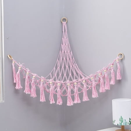 

Stuffed Animal Toy Storage Hammock Macrame Jumbo Doll Room Organizer Hanging Storage Nets Mesh Decoration for Kids Boys Girls Bedroom Without LED Light